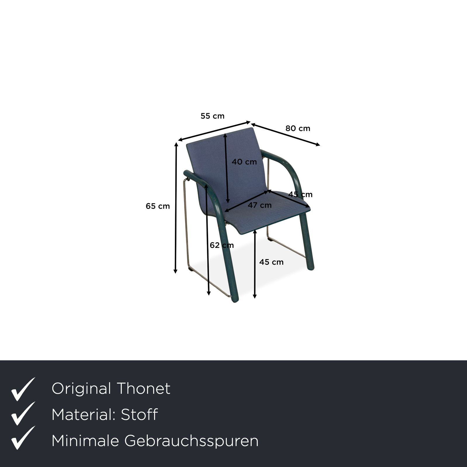 Lot de 6 chaises Thonet S320 en tissu, bleu-gris photo furniture