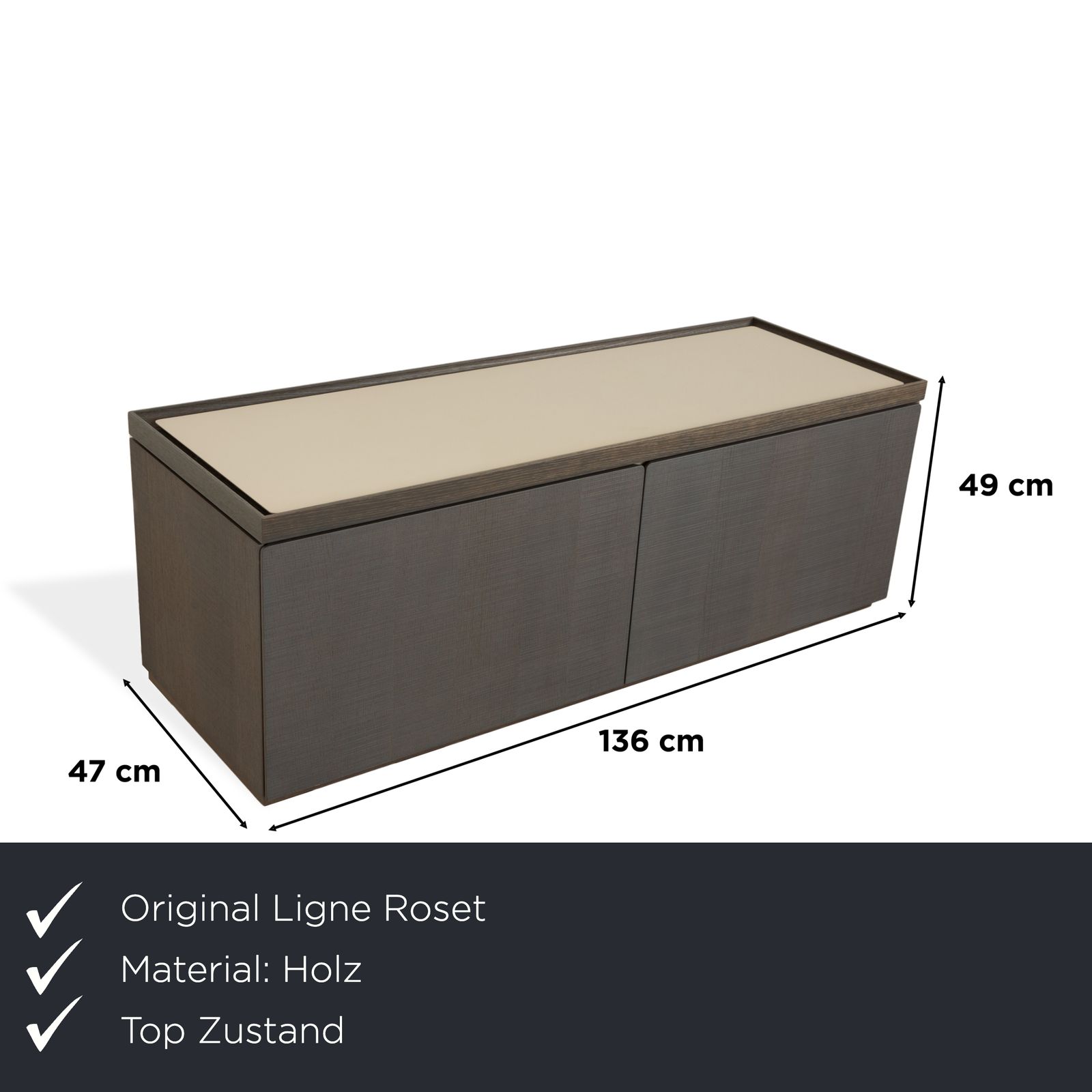 Ligne Roset Estampe Wooden Sideboard Brown Beige Cream photo furniture