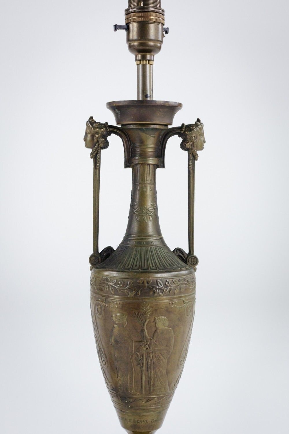 photo for sale Pair Of Patinated Bronze Vases Mounted As Lamps By Ferdinand Barbedienne