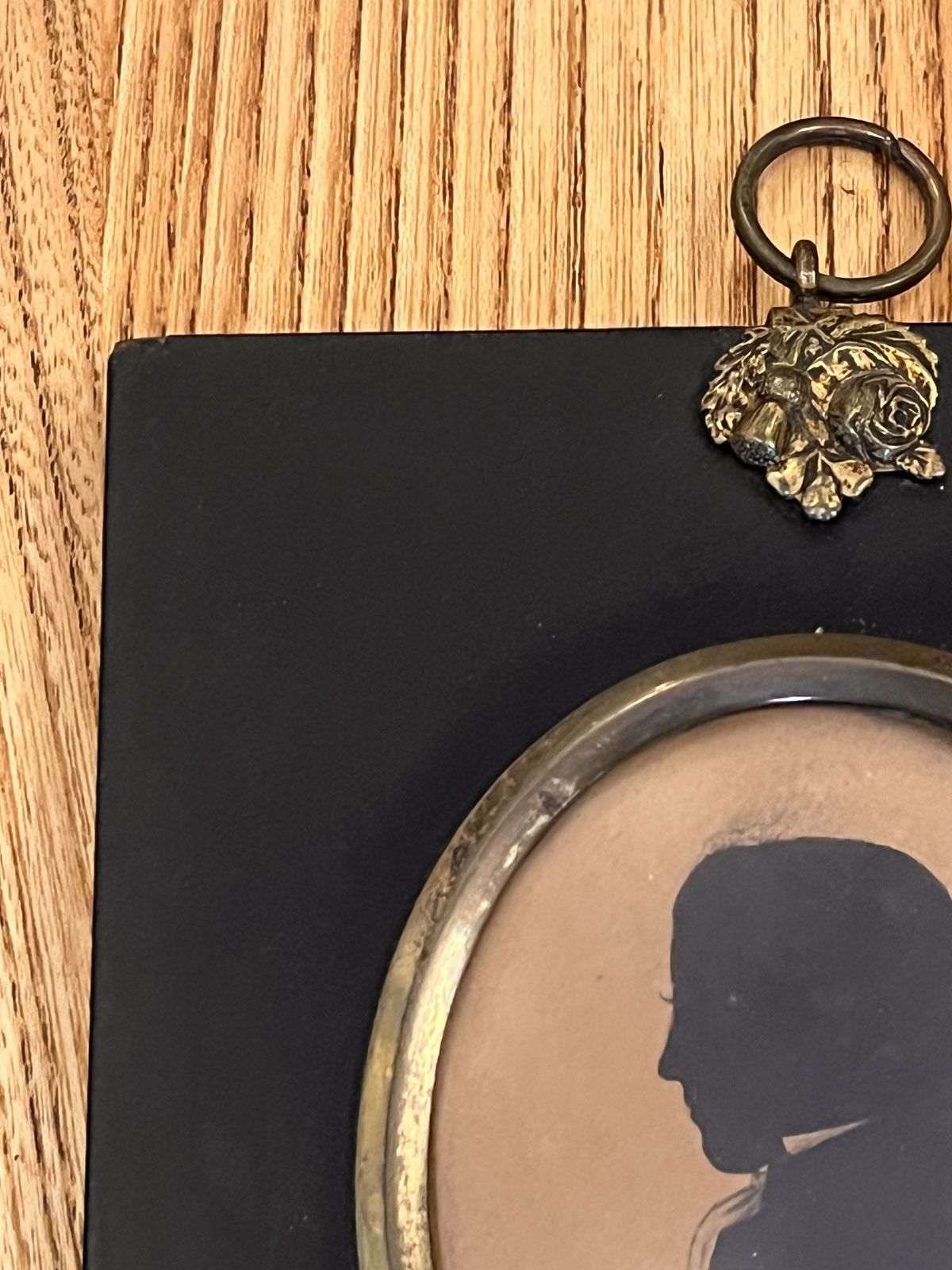 Georgian Framed Miniature Silhouette Painting photo vintage