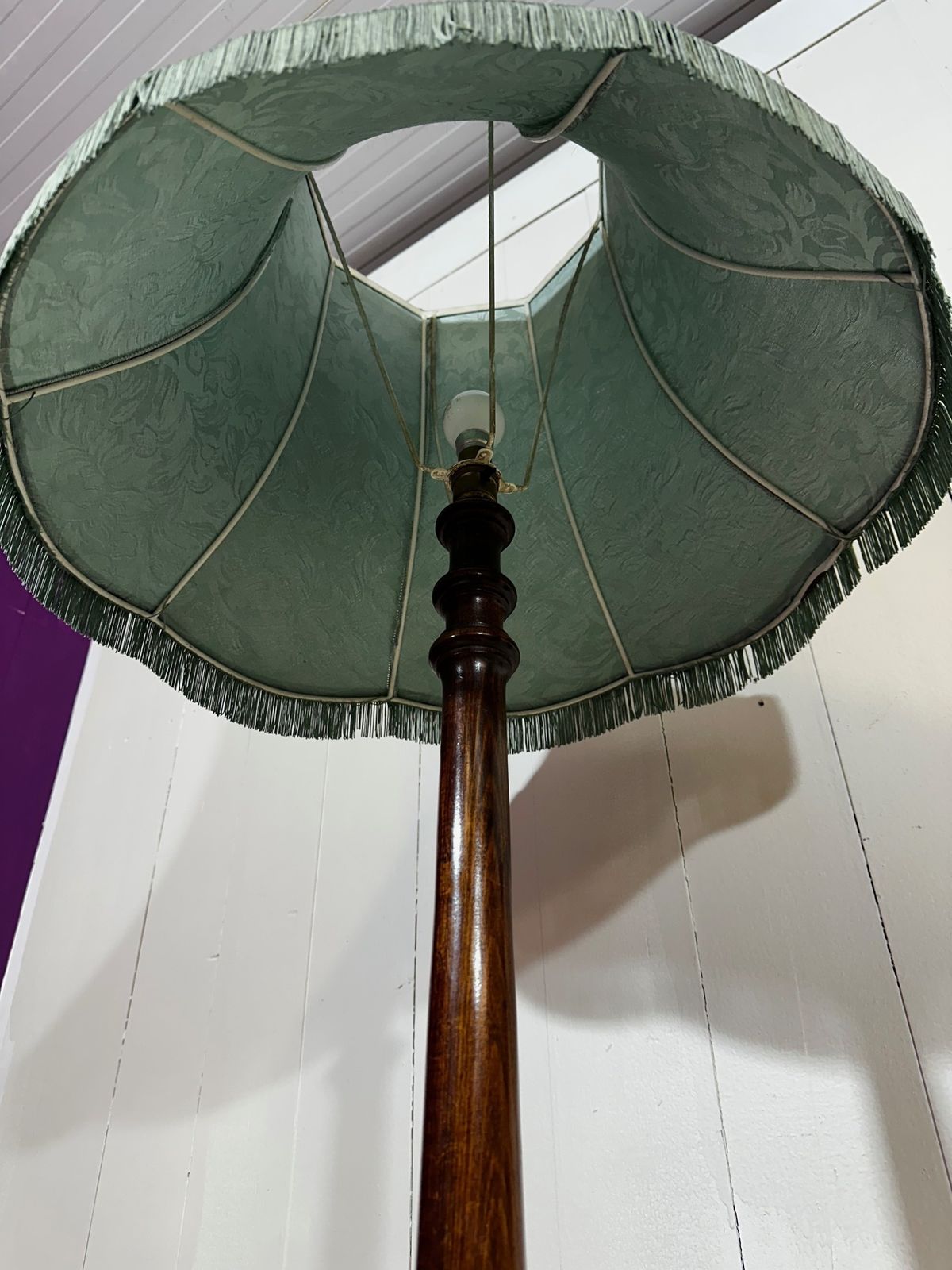 Mahogany Carved Victorian Stand Lamp With  Lampshade photo furniture