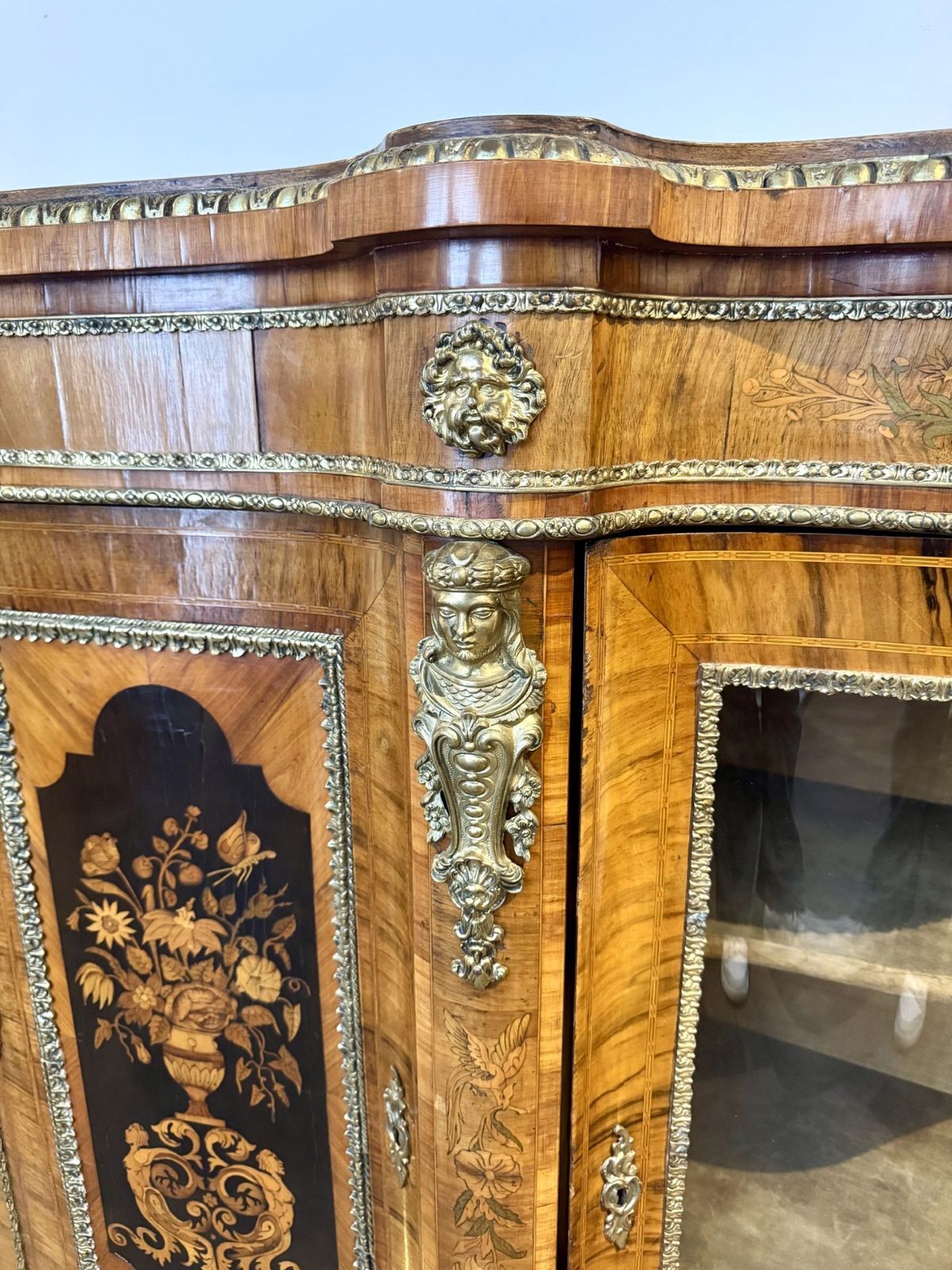 120000.0 Exceptional Quality Pair Of Antique Walnut Marquetry Inlaid Credenzas photo