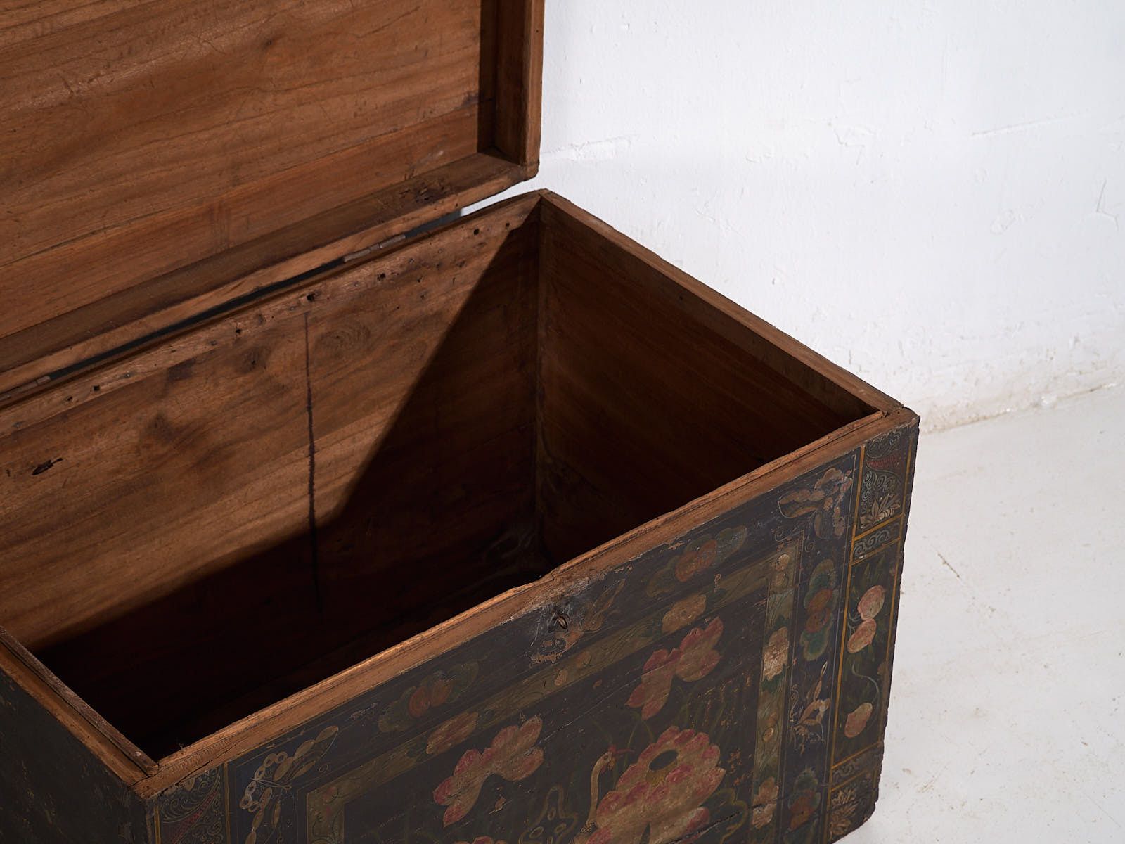 Antique Opera Chest With Lotus Flowers photo Furniture