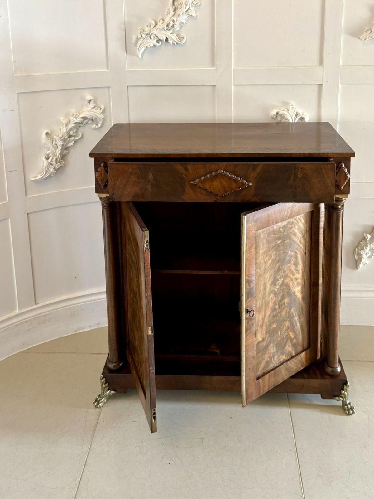 2350.0 Fine Antique 19th Century Figured Mahogany Chiffonier Cabinet photo