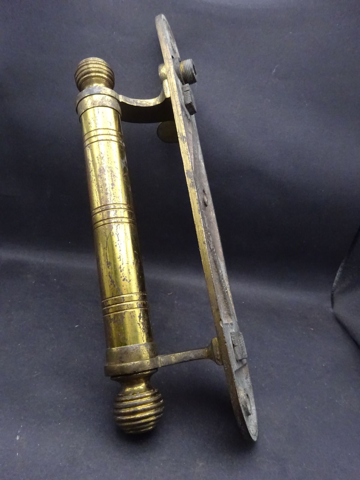 Rare Original Victorian Brass Tube Door Pull With Thumb Bit For Latch, James Cartland & Sons 1880s photo buy