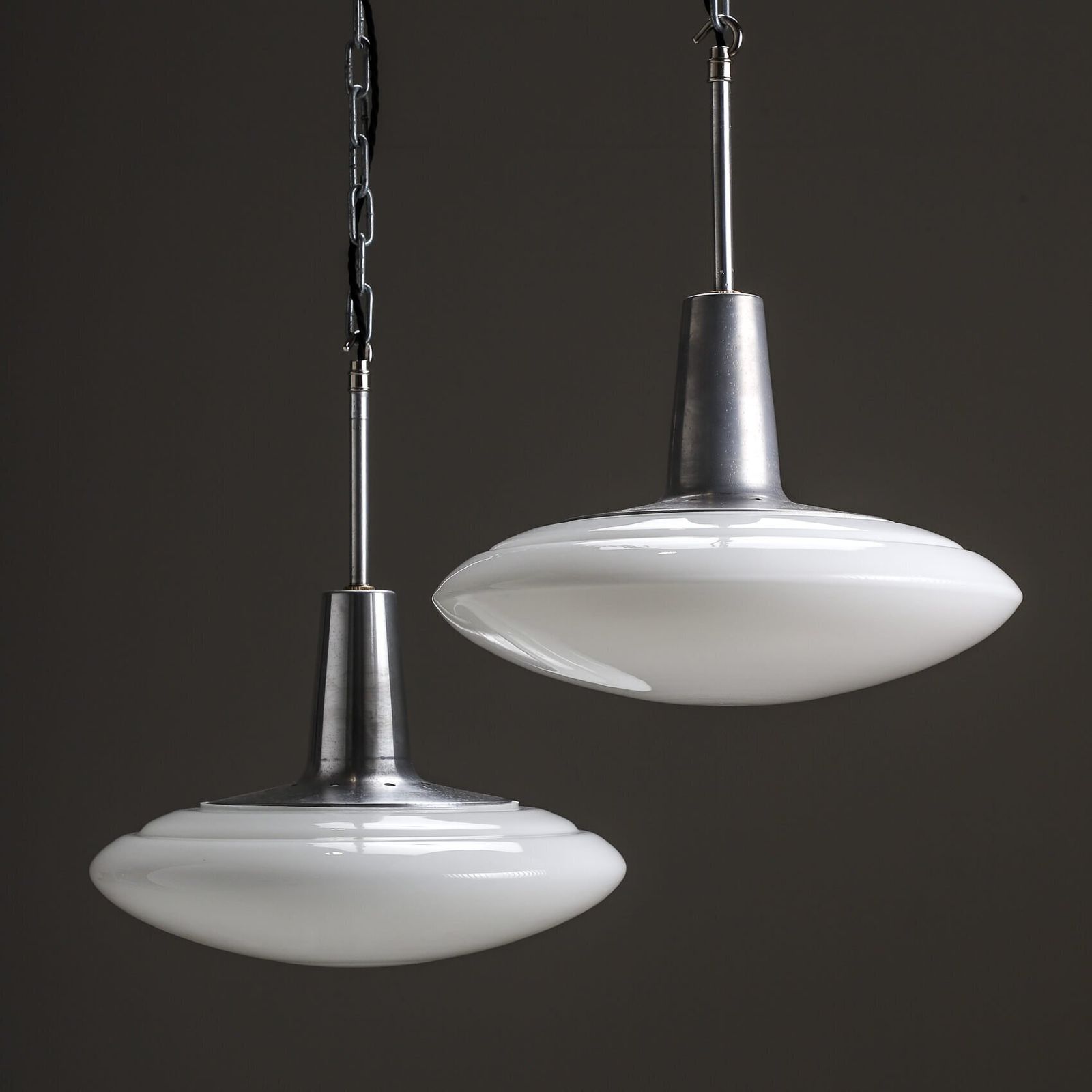 Merchant Adventures Opaline Pendant Lights – 3 Available photo for sale