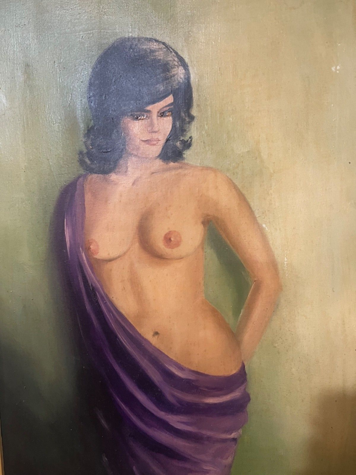 Female Nude Oil On Canvas Painting 1967 Signed & Framed photo vinterior