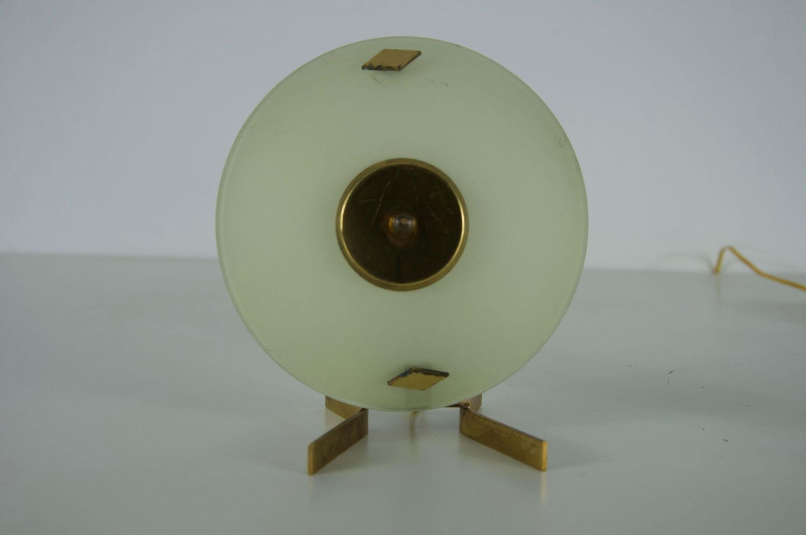 Pair Of Brass And Glass Table Lamps, Italy, 1950s photo Lighting