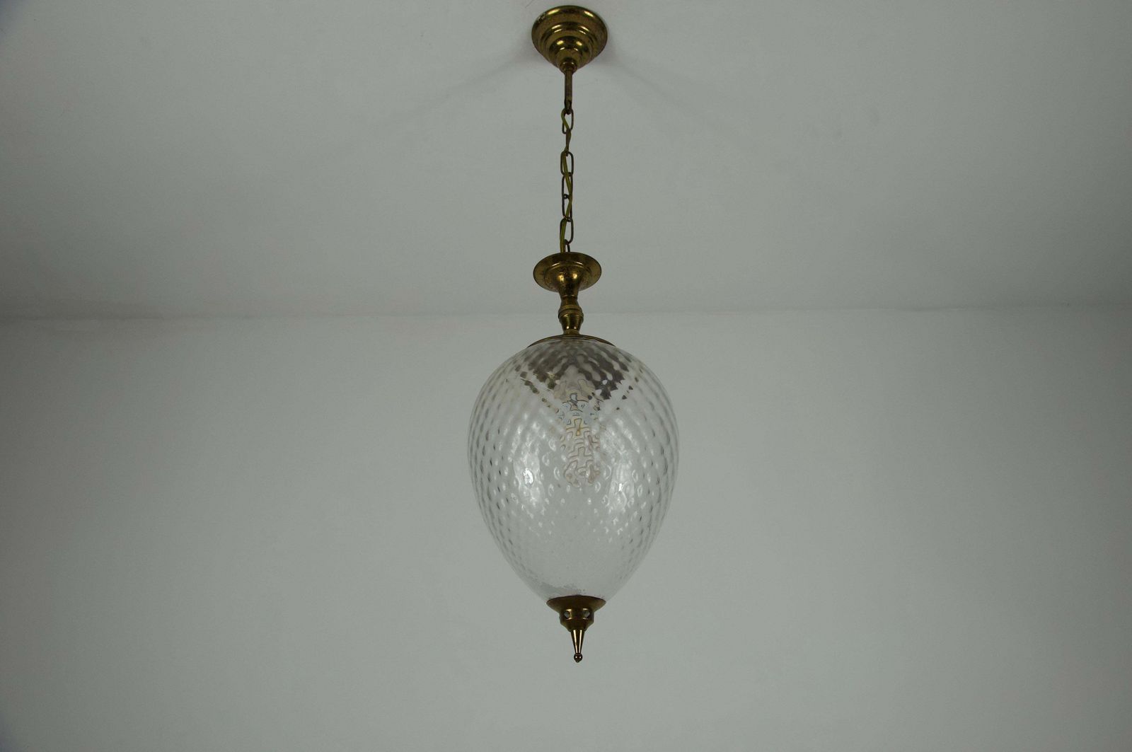 Brass And Glass Mid Century Pendant Lamp, 1960s, Italy photo vintage