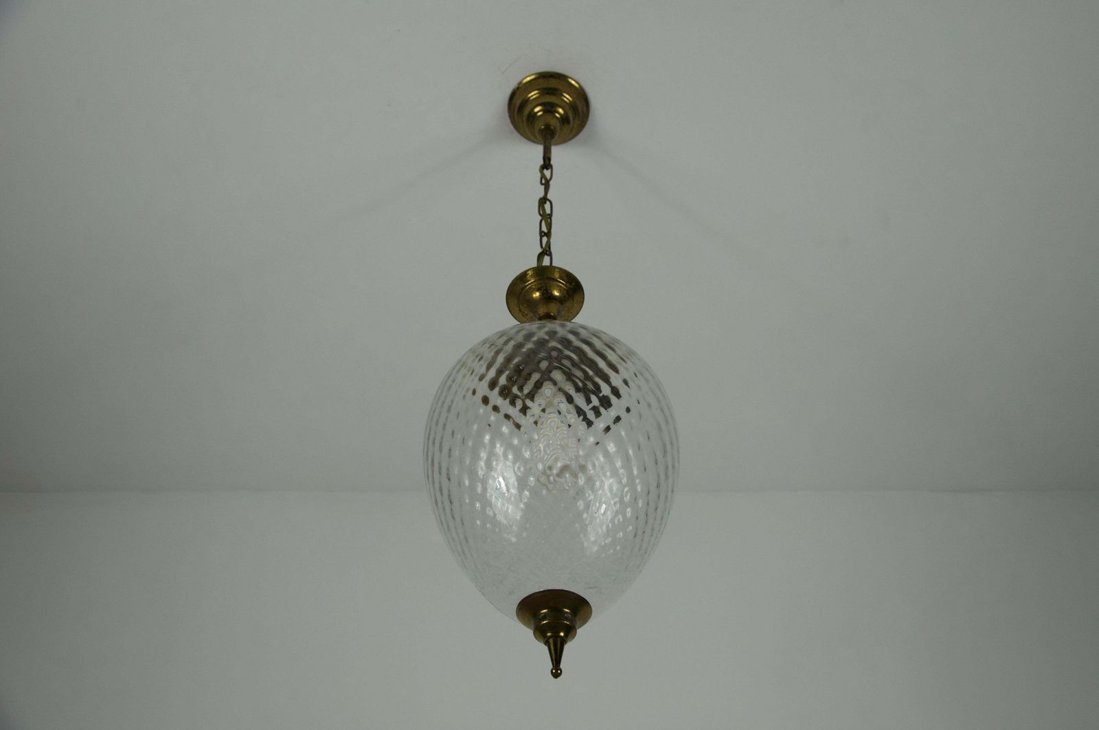 Lighting Brass And Glass Mid Century Pendant Lamp, 1960s, Italy photo