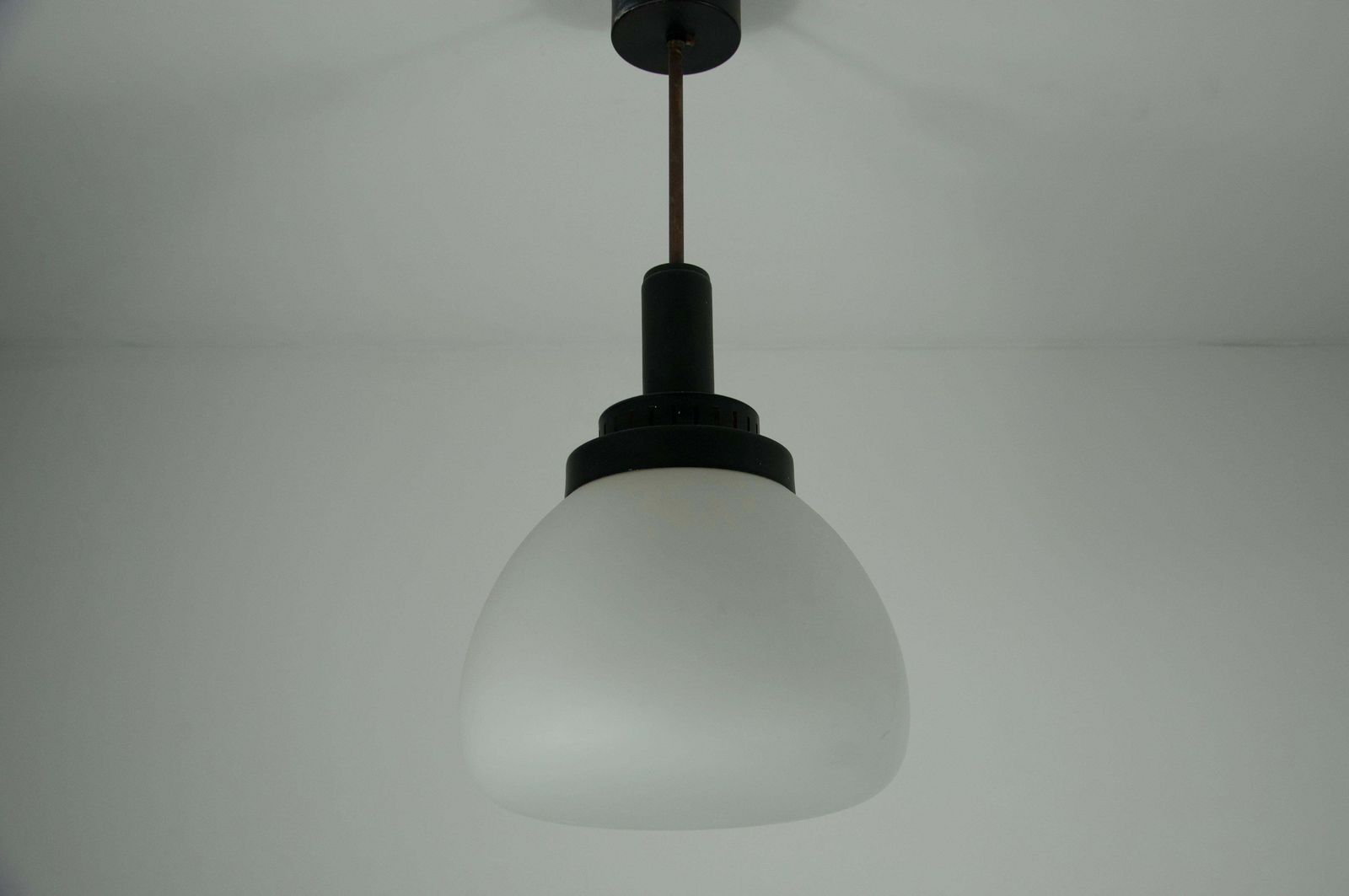 Stilnovo Midcentury Metal And Glass Pendant Lamp, 1960s, Italy photo furniture