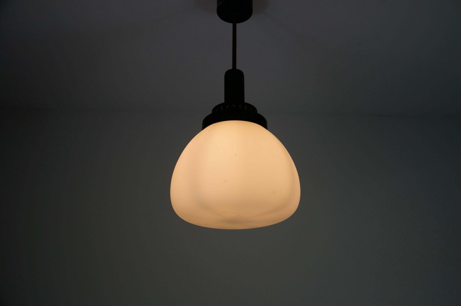 Stilnovo Midcentury Metal And Glass Pendant Lamp, 1960s, Italy photo vinterior