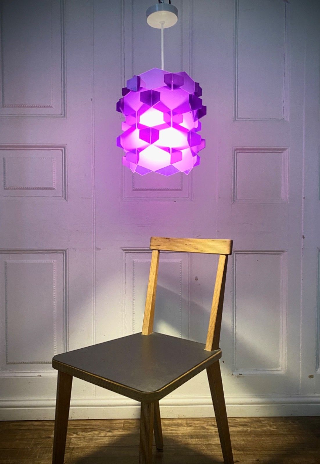 Original 1960s 70s Purple Perspex Ceiling Pendant Light.