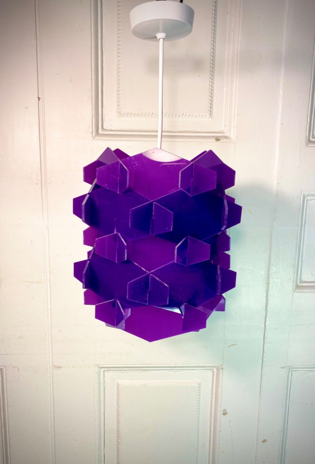 Original 1960s 70s Purple Perspex Ceiling Pendant Light. photo vintage