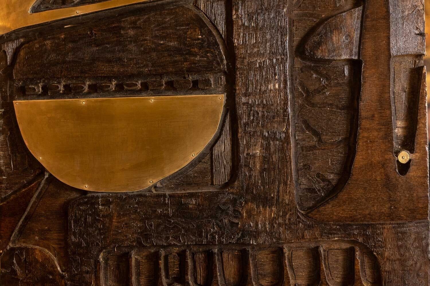 V. De Segonzac. Triptych In Carved Wood. Contemporary. photo furniture