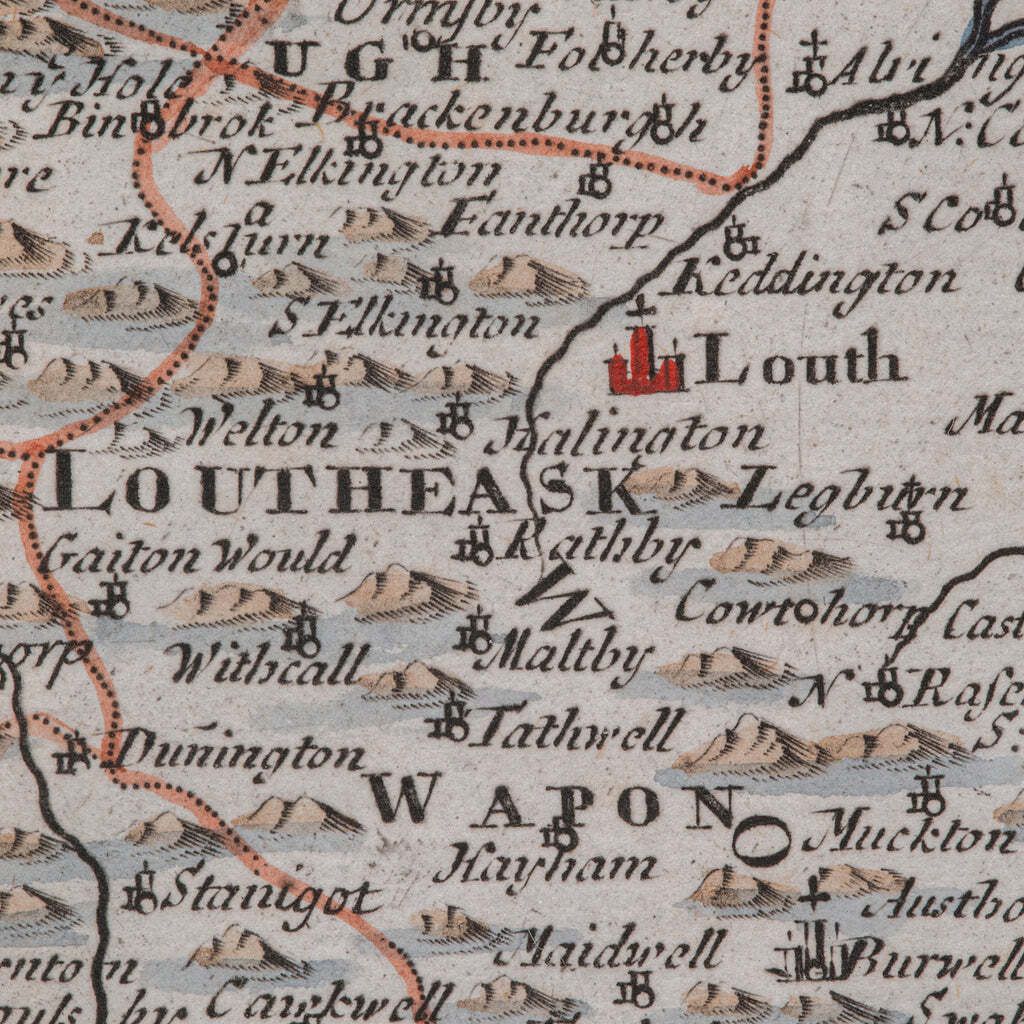 699.0 Antique Lincolnshire Map, English, County Cartography, Robert Morden, Victorian photo