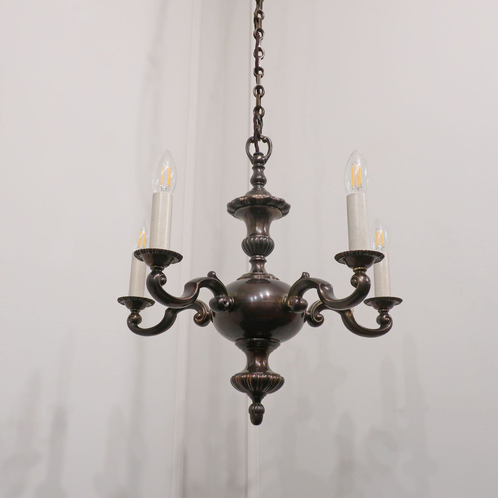 Edwardian Bronzed Chandelier Attributed To G.E.C photo Lighting