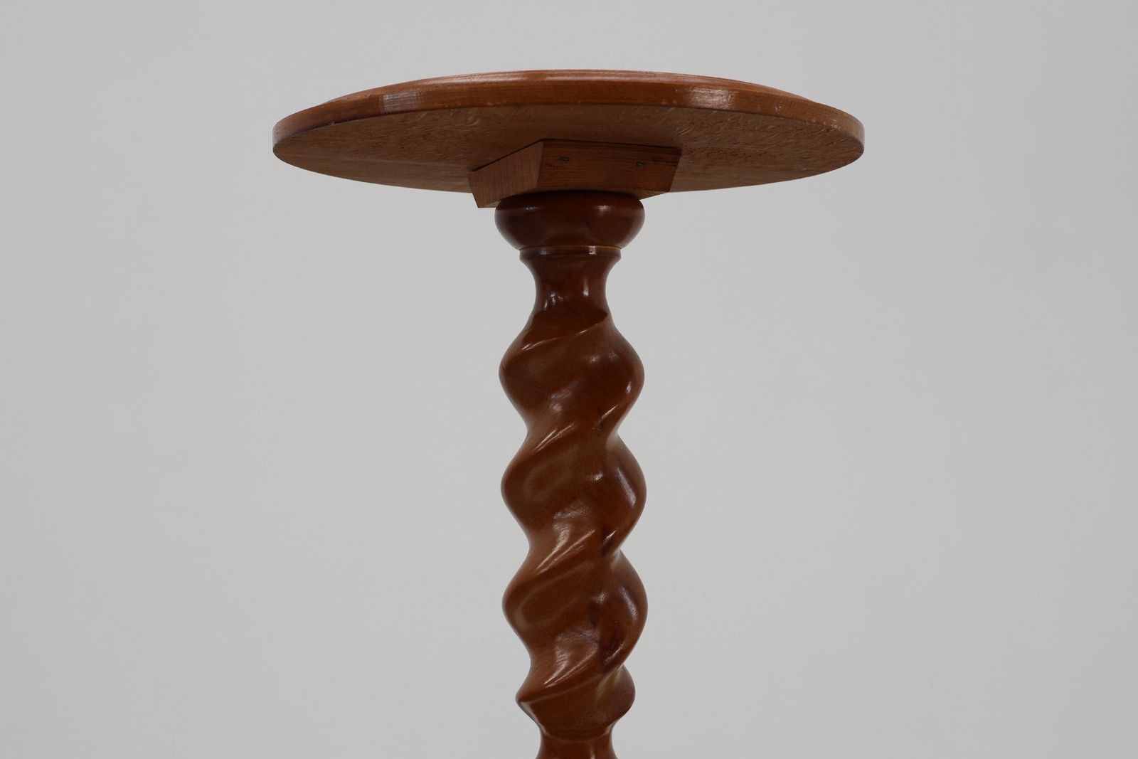French Art Deco Oak Side Table With Twisted Base, 1940s photo Furniture