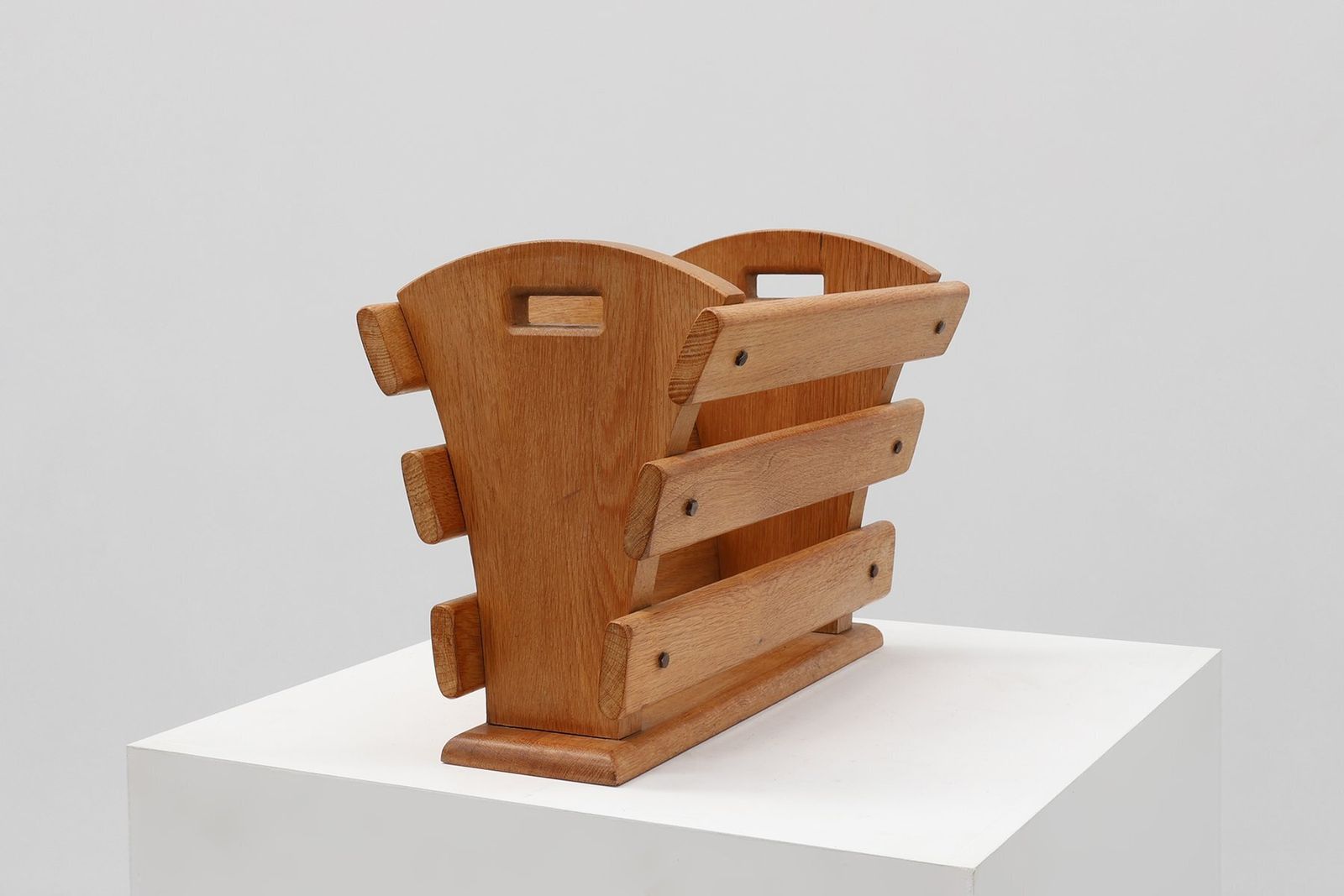 Mid Century Oak Magazine Rack, France, 1960s photo Home Decor