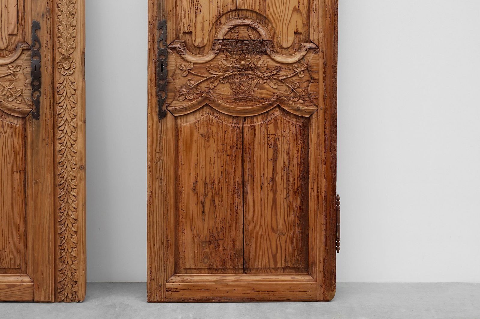 photo furniture Antique French Provincial Hand Carved Doors, 1880s, Set Of 2
