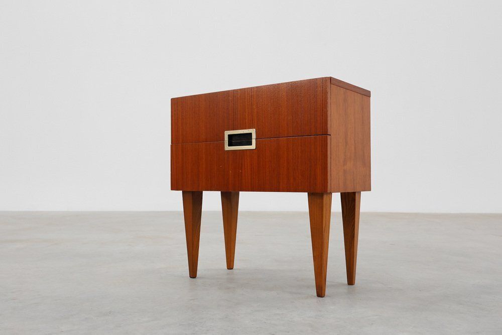 Vintage Belgian Teak Veneer Nightstand, 1950s photo furniture