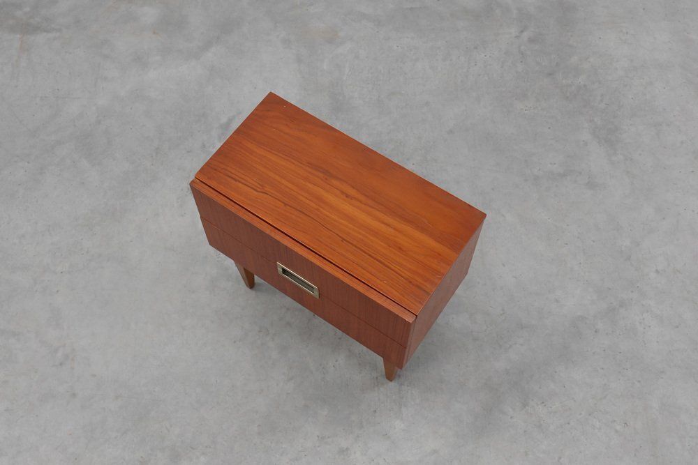 photo furniture Vintage Belgian Teak Veneer Nightstand, 1950s
