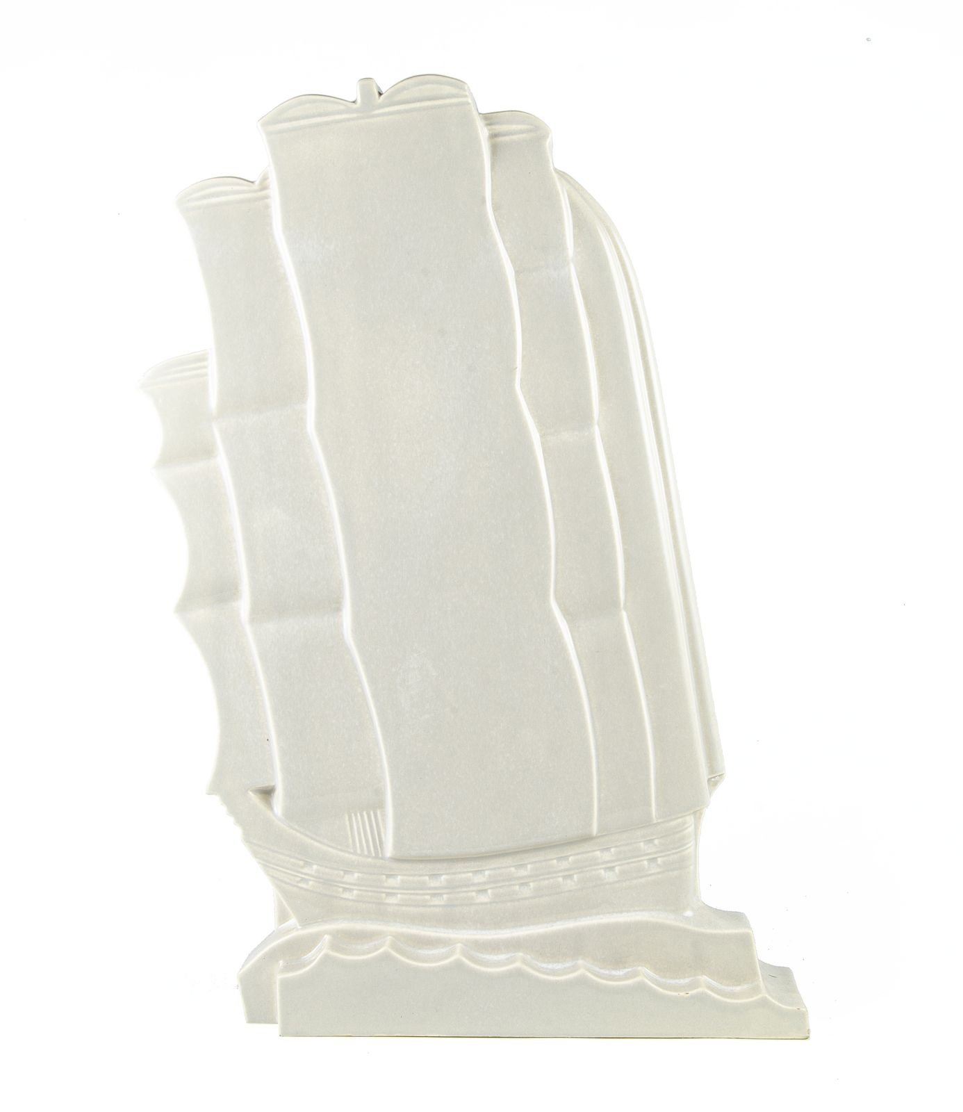 1920s Art Déco Cream Glazed Earthenware Frigate Sculpture By Noël Feuerstein For Robj And Manufactured On The Villeroy & Boch Factory, Luxembourg photo 4100.0
