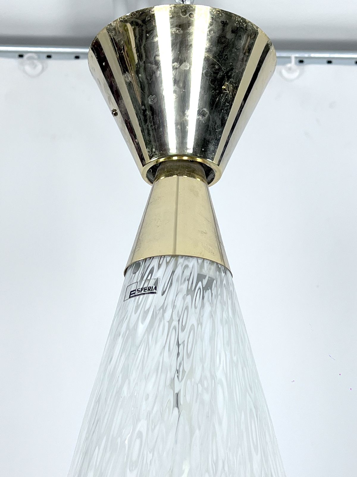 Lighting Angelo Brotto, Rare Large Murano Glass And Brass Chandelier By Esperia. Italy 1970s photo