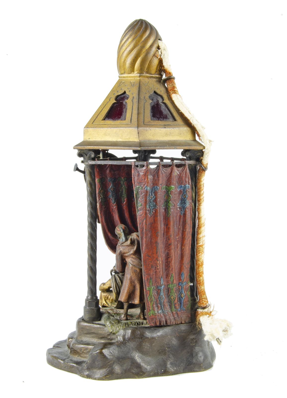 1910s Jugendstil Cold Painted Orientalist Bronze Sculptural Table Lamp By Franz Bergmann/Nam Greb, Austria photo vinterior