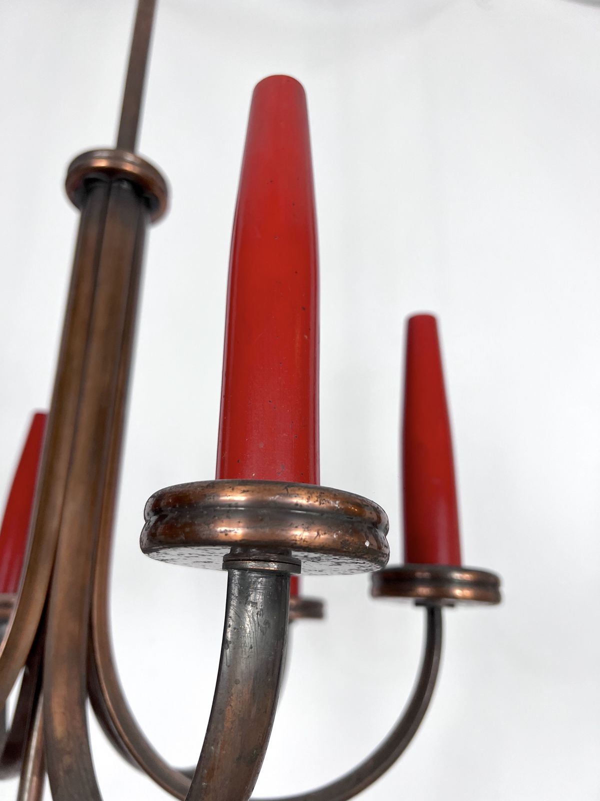 Mid Century Modern Six Arms Copper Chandelier In Gio Ponti Style. Italy 1950s photo buy