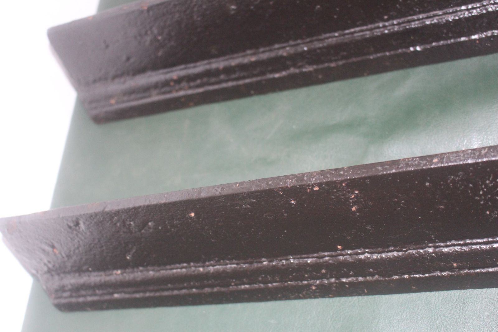 photo furniture French Pair Cast Iron Andirons Firedog's 19th C Terre And Merre 42x10x21cm Male
