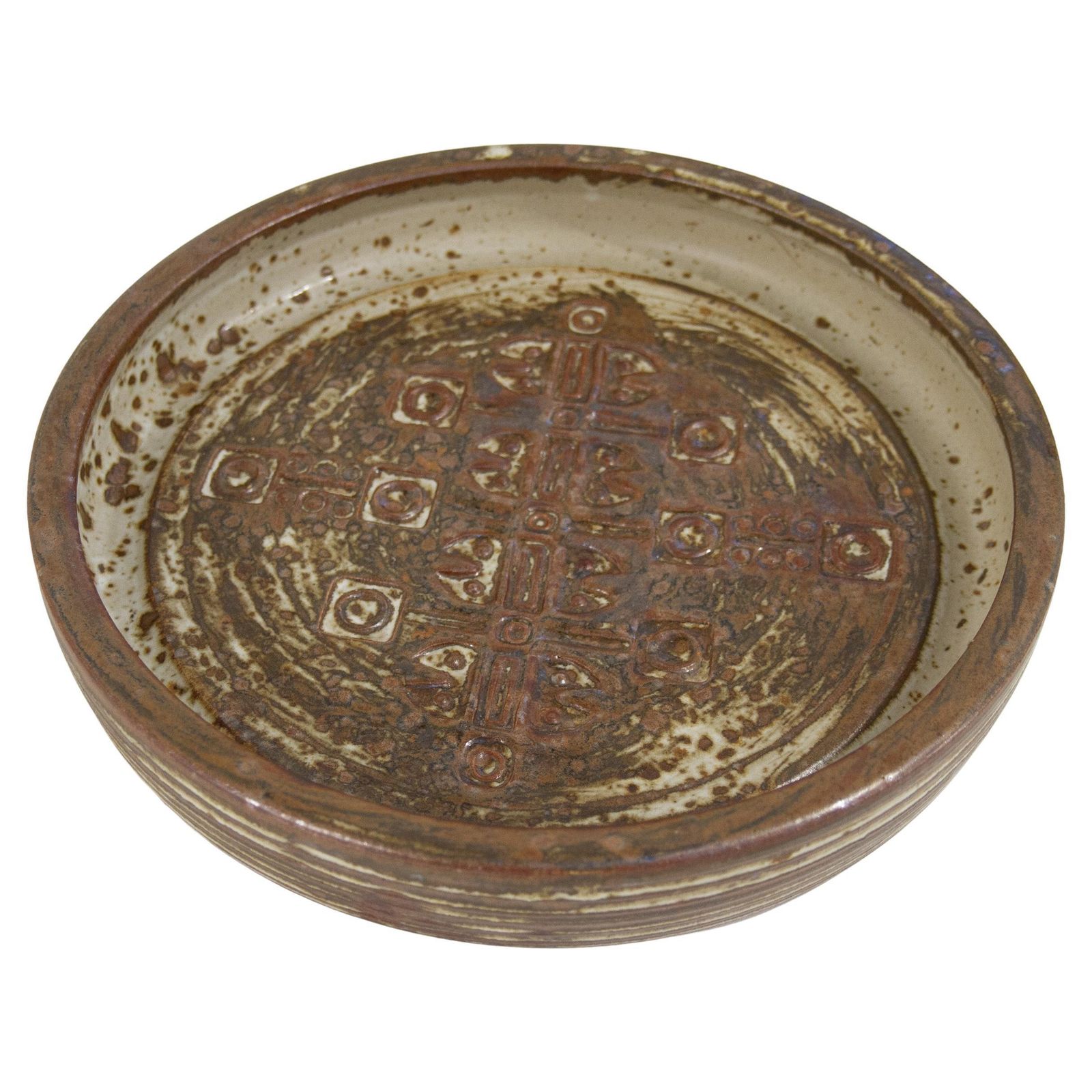 Large Mid Century Danish Stoneware Dish By Jørgen Mogensen, 1970s.