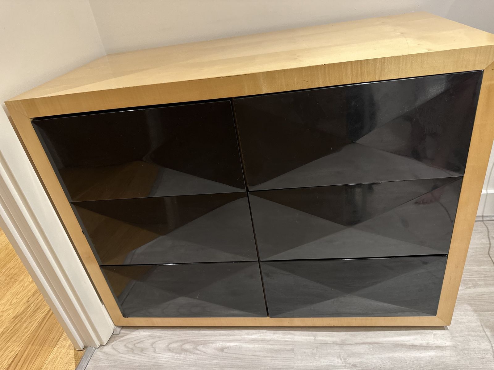 Wooden Chest Of 6 Drawers | Black And Wood | Excellent Condition photo for sale