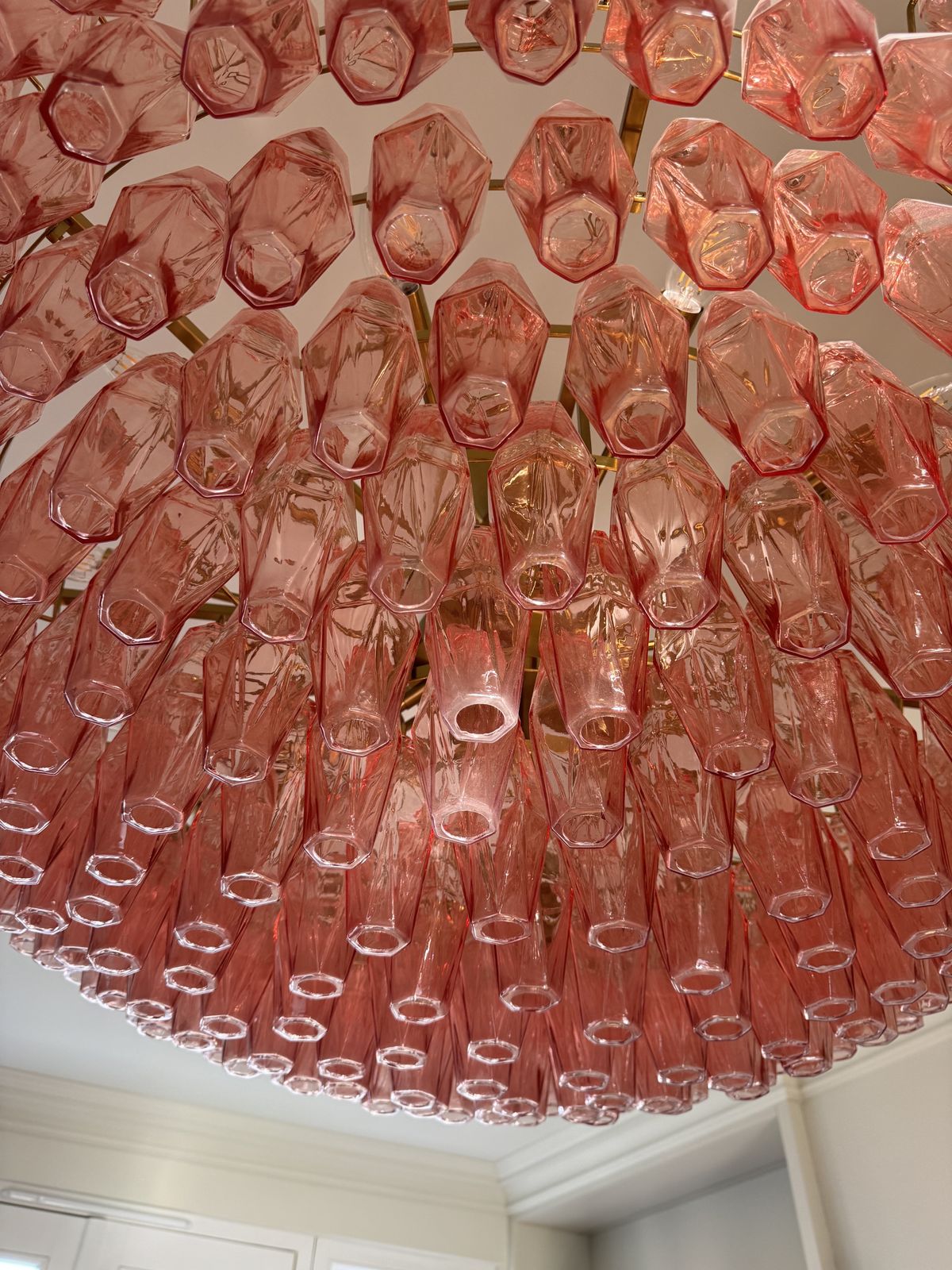 Pure White Lines Pink Sorrento Chandelier photo for sale