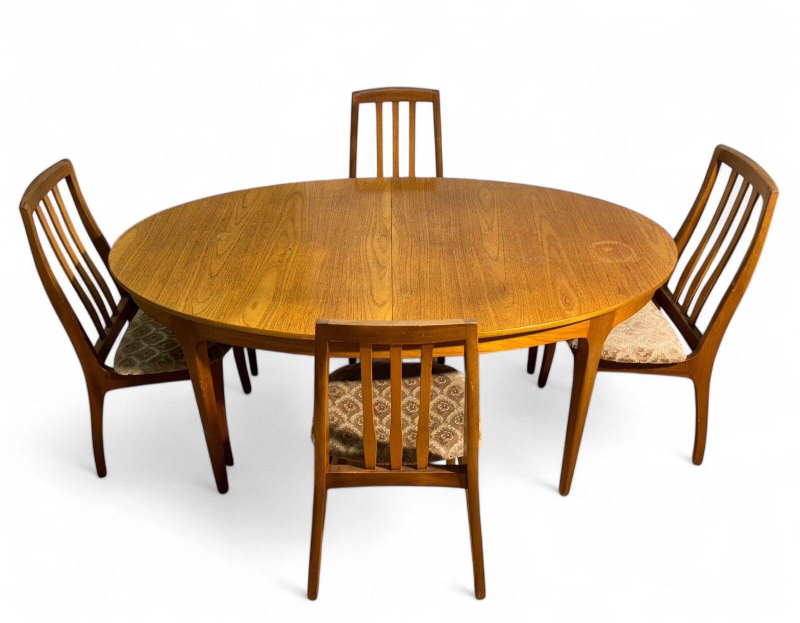 photo vintage Sutcliffe Todmorden Dining Table And Chairs Teak Surf Board Surface Mid Century