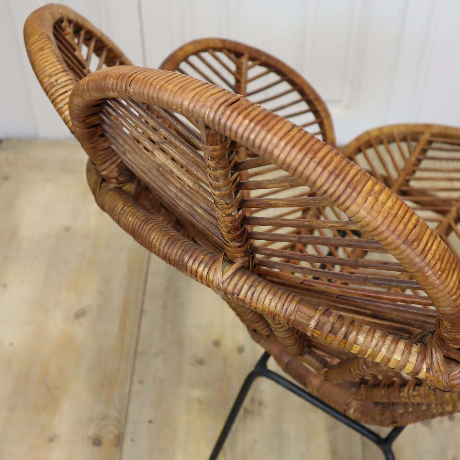 Rare Vintage French Rattan Flower Petal Chair photo buy