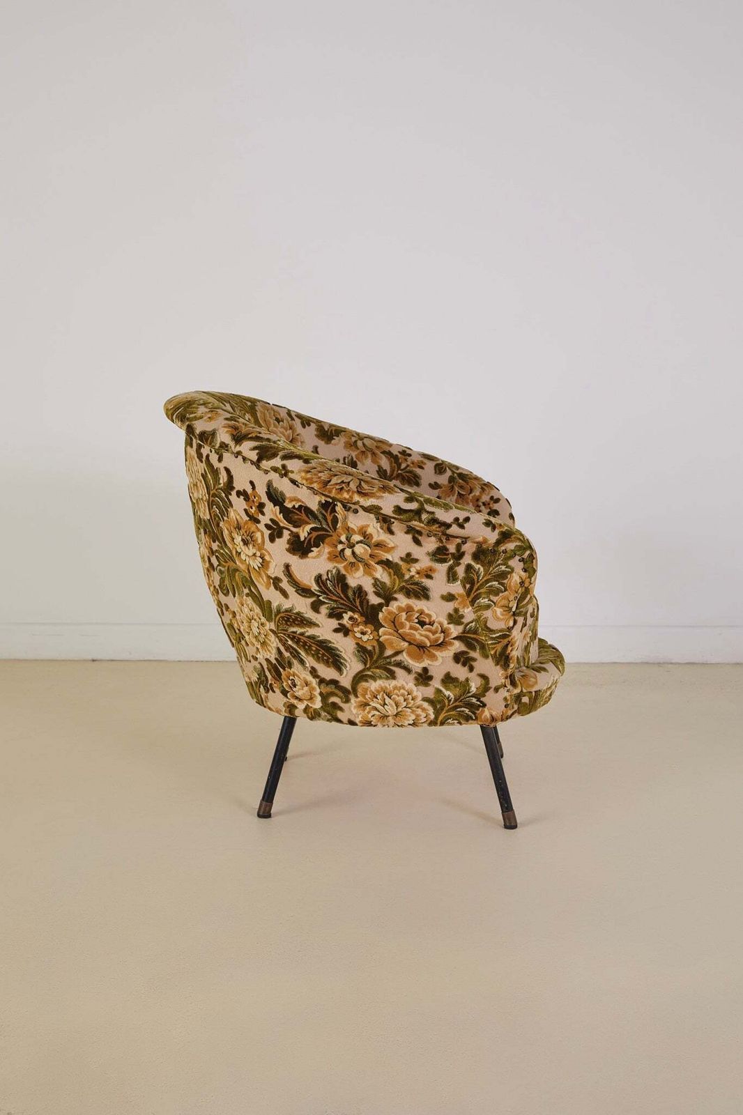 Italian Velvet Floral Armchair And Pouffe photo vinterior