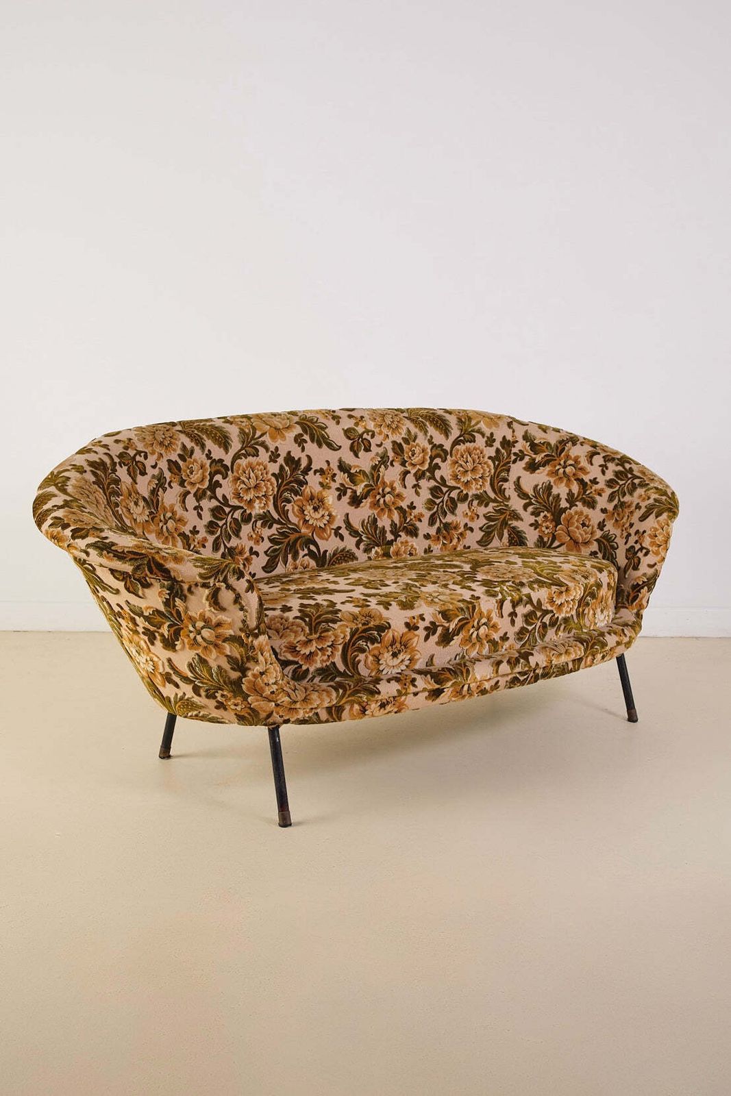 Italian Velvet Floral Sofa 1960s