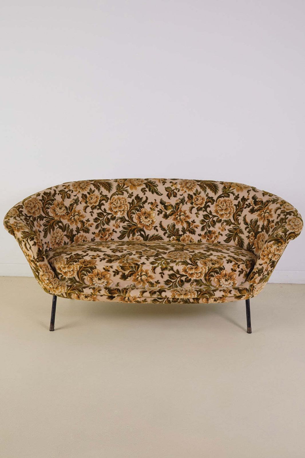 Italian Velvet Floral Sofa 1960s photo furniture