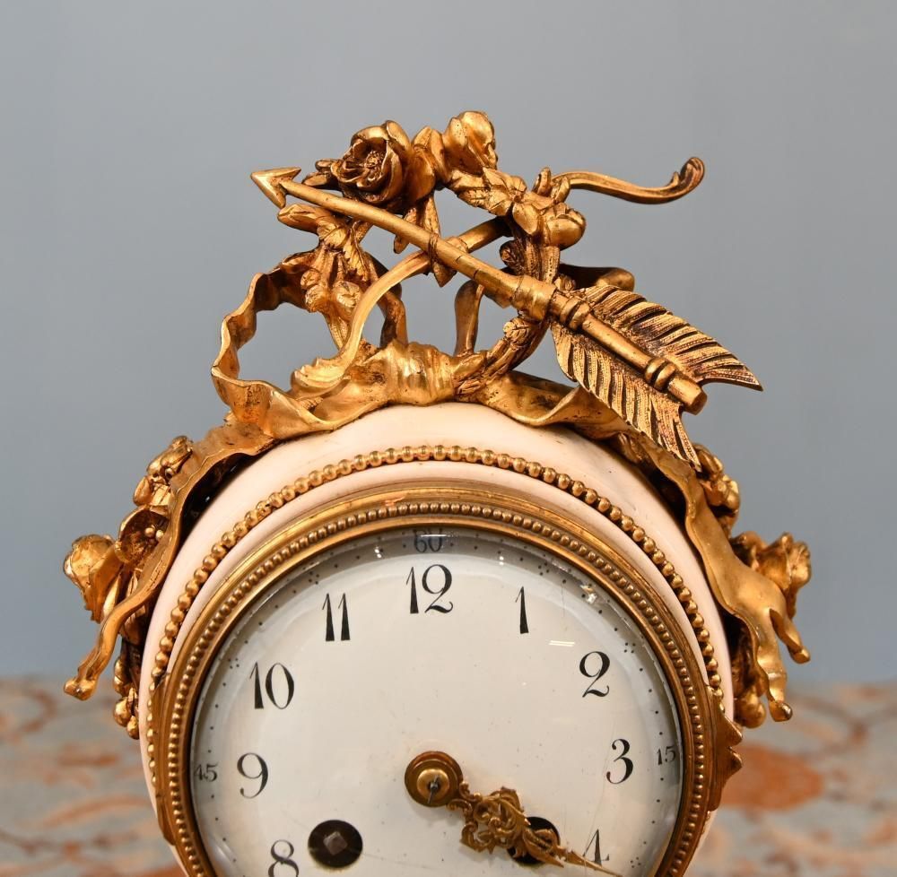 French Gilt Clock Set Garniture Cherub Candelabras Louis XV photo for sale