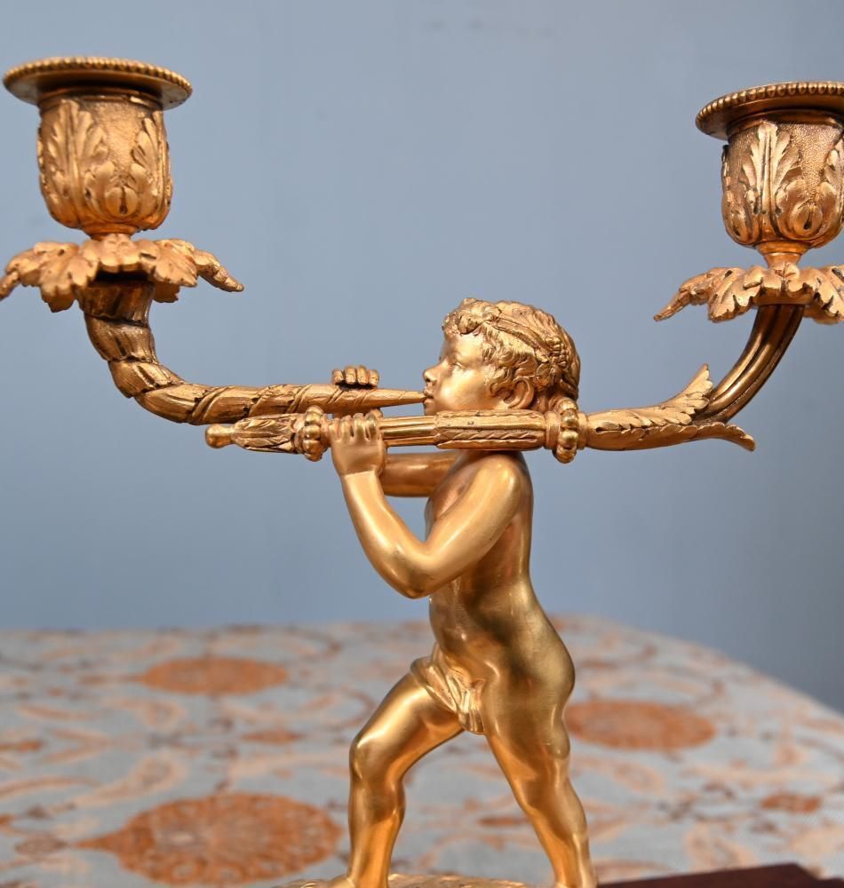 French Gilt Clock Set Garniture Cherub Candelabras Louis XV photo Home Decor