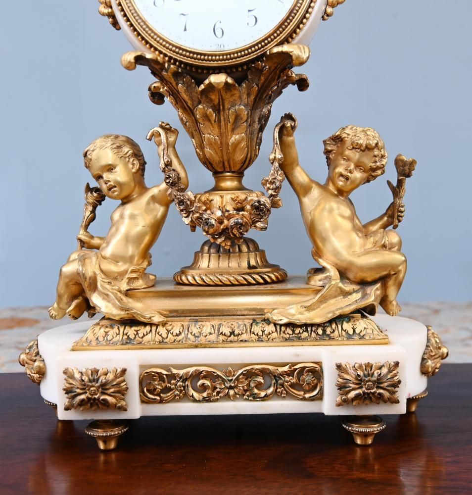 French Gilt Clock Set Garniture Cherub Candelabras Louis XV photo 2650.0