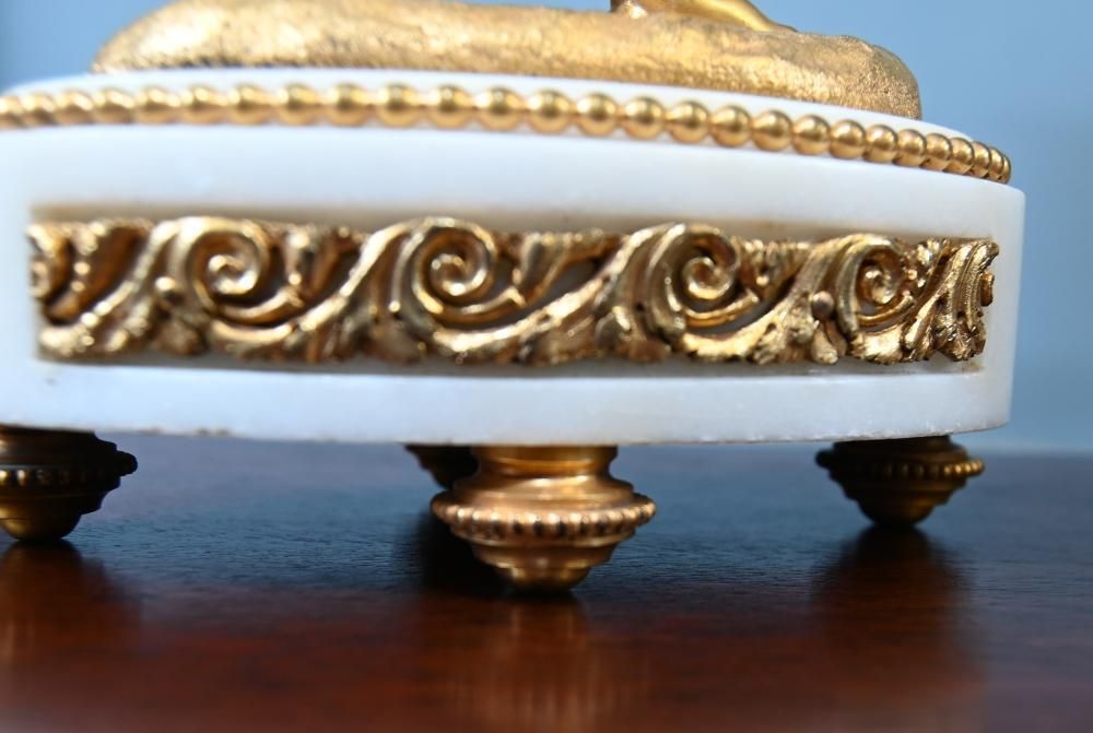 French Gilt Clock Set Garniture Cherub Candelabras Louis XV photo vintage