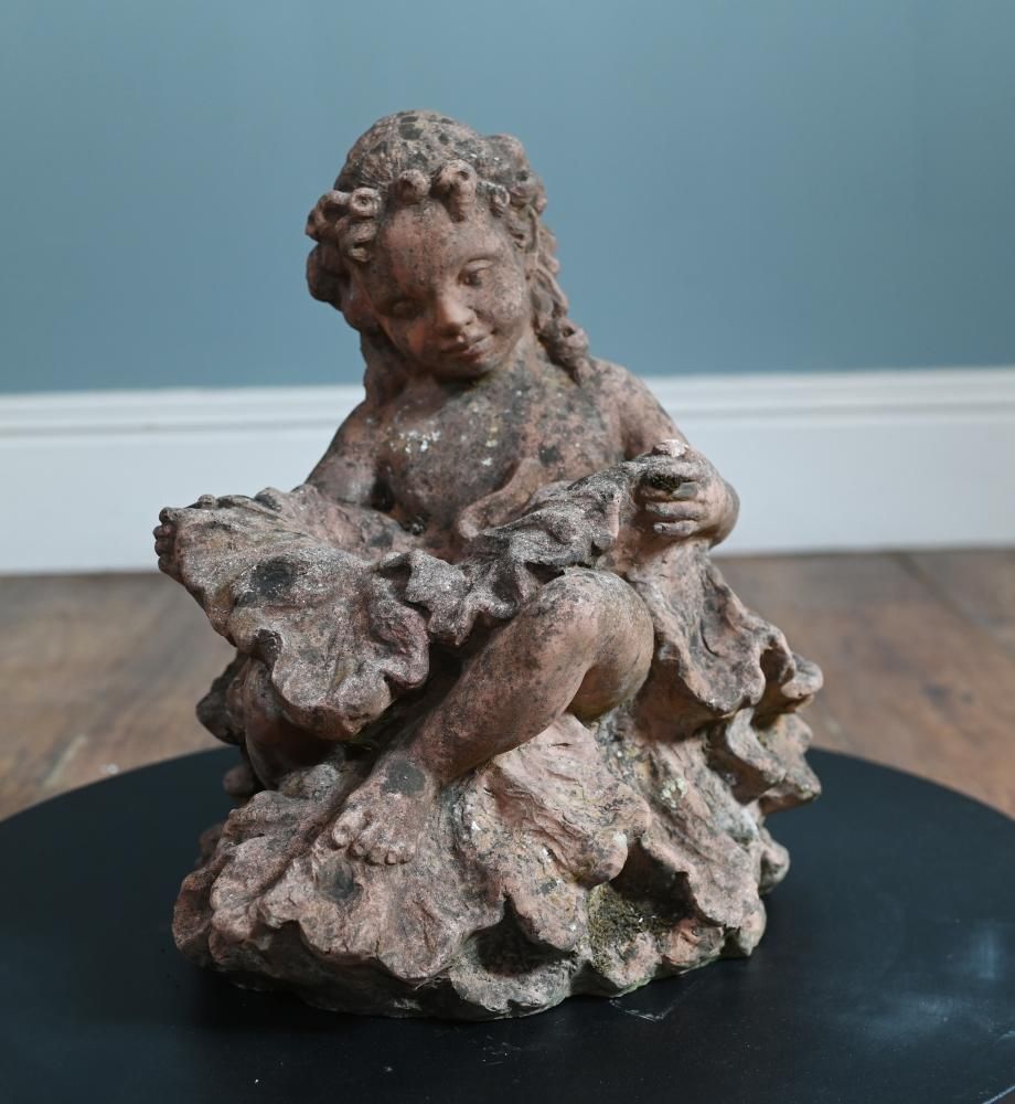 Antique Terracotta Garden Cherub Nymph Statue photo 375.0