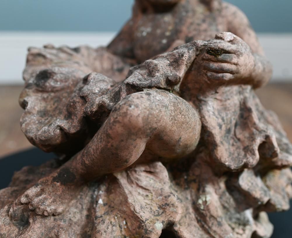 Antique Terracotta Garden Cherub Nymph Statue photo buy