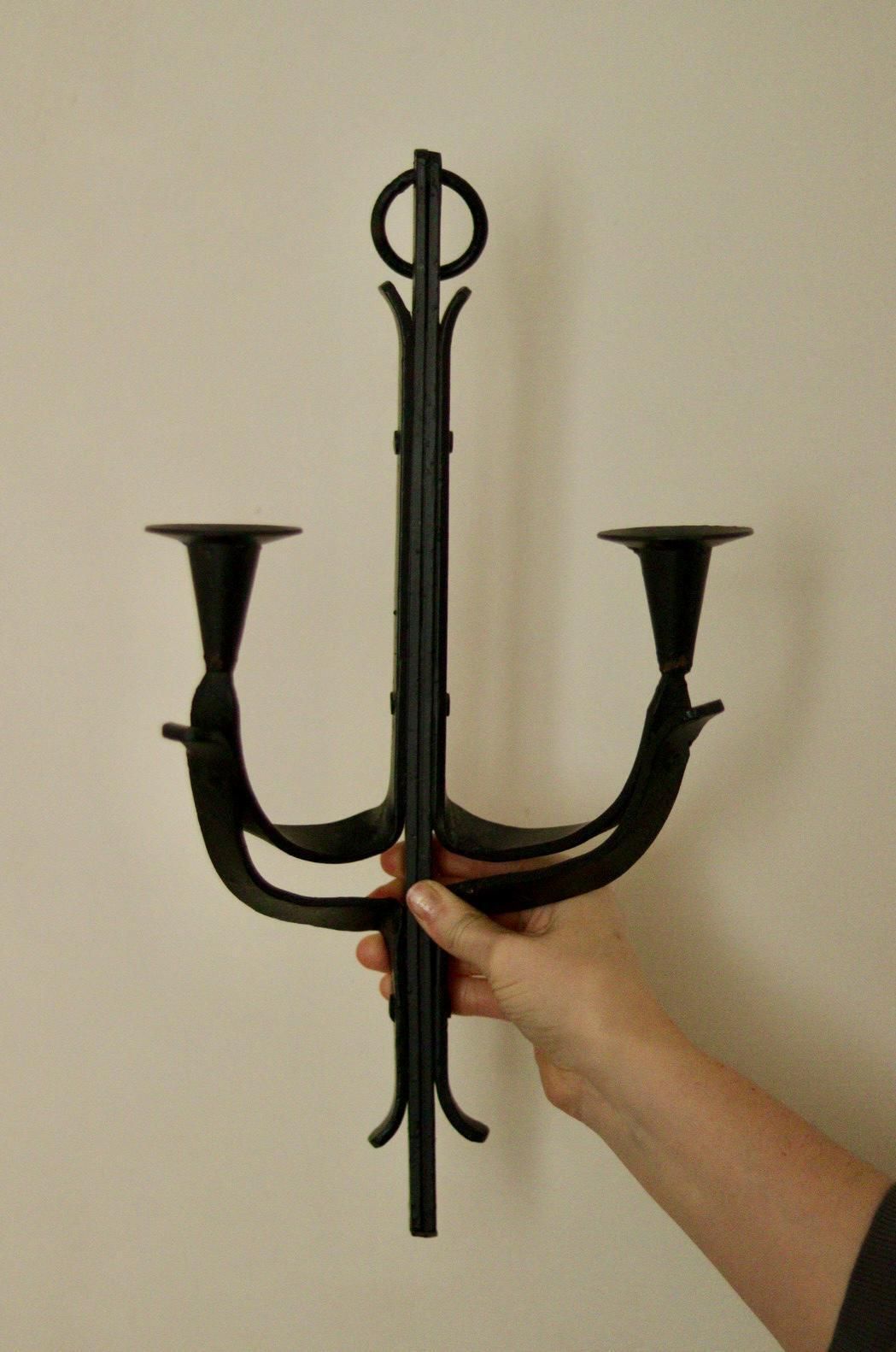 Vintage Wrought Iron Sconce With Black Coating photo 120.0