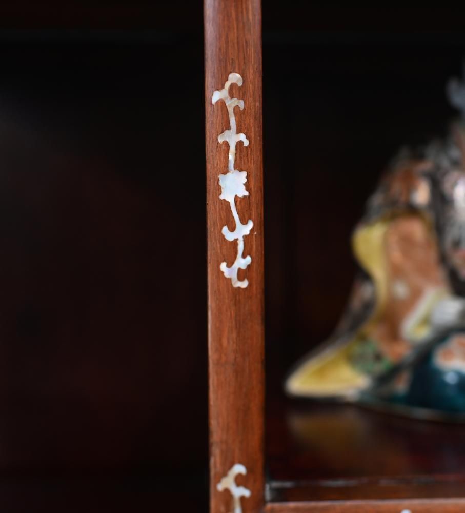 Pair Chinese Display Cabinets Mother Of Pearl Inlay 1900 photo vintage