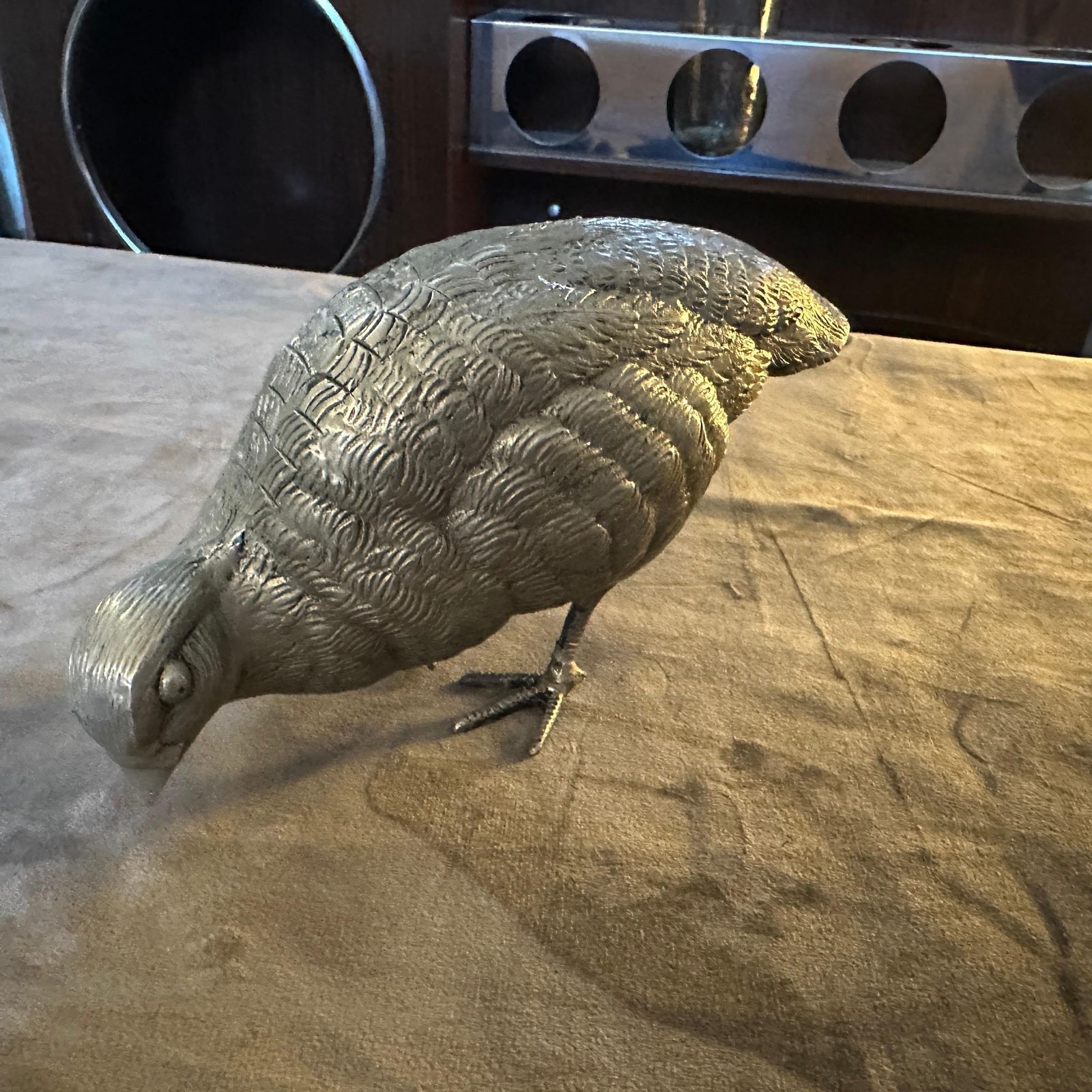 photo furniture 1980s Silver Plated Metal Partridge Paperweight By Gucci