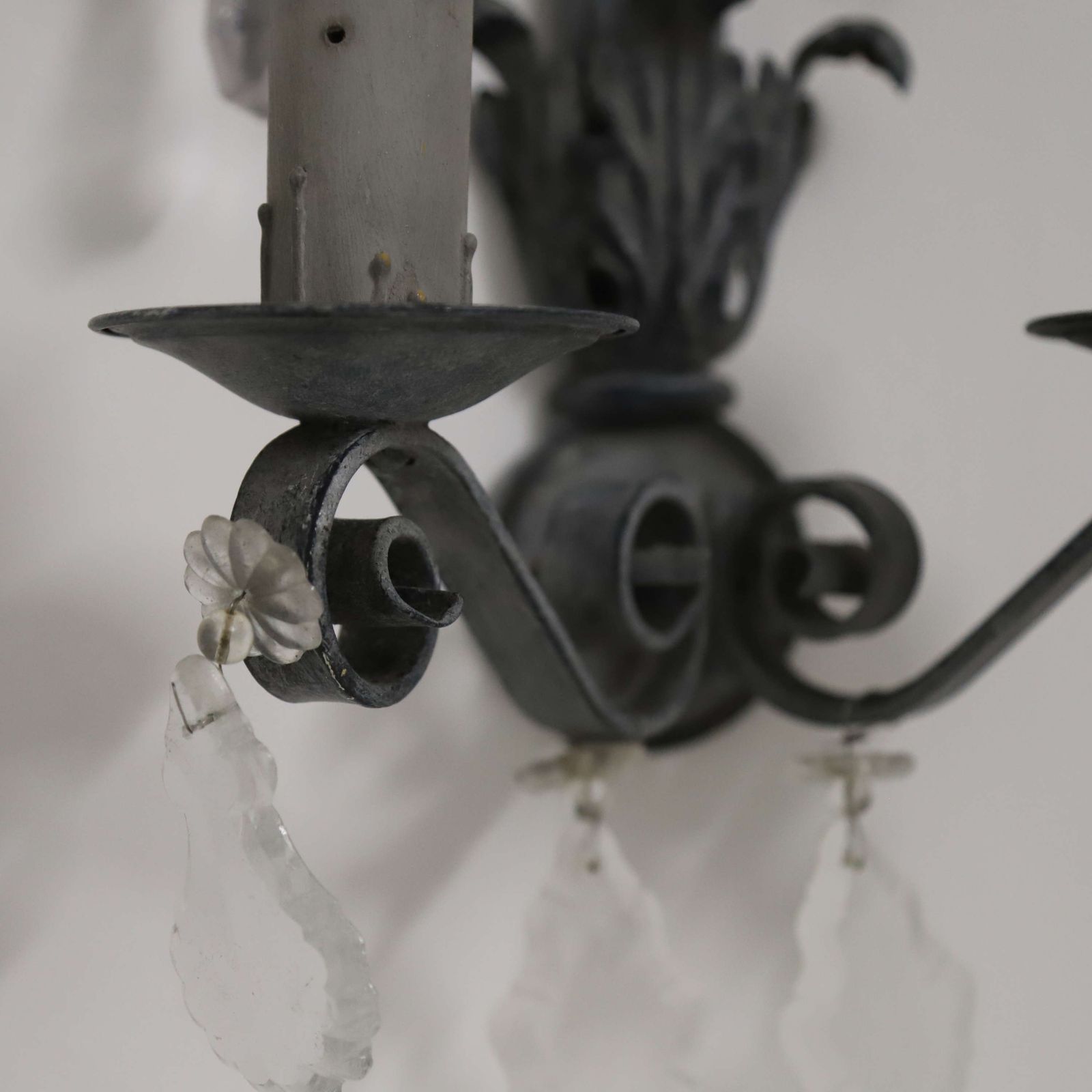 photo furniture Pair Of Rewired French Wall Lights Circa 1930   Elegant Scrolled Arms & Crystal Drops