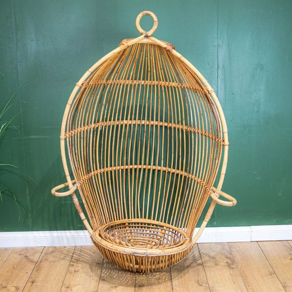 Bamboo And Rattan Hanging Egg Chair By Fratelli Castano photo for sale